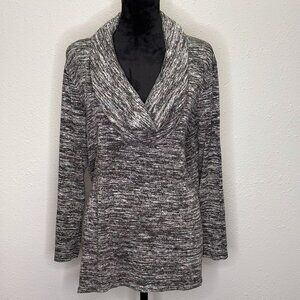 Edista Gray Marled Cowl Neck Top – Size 2X